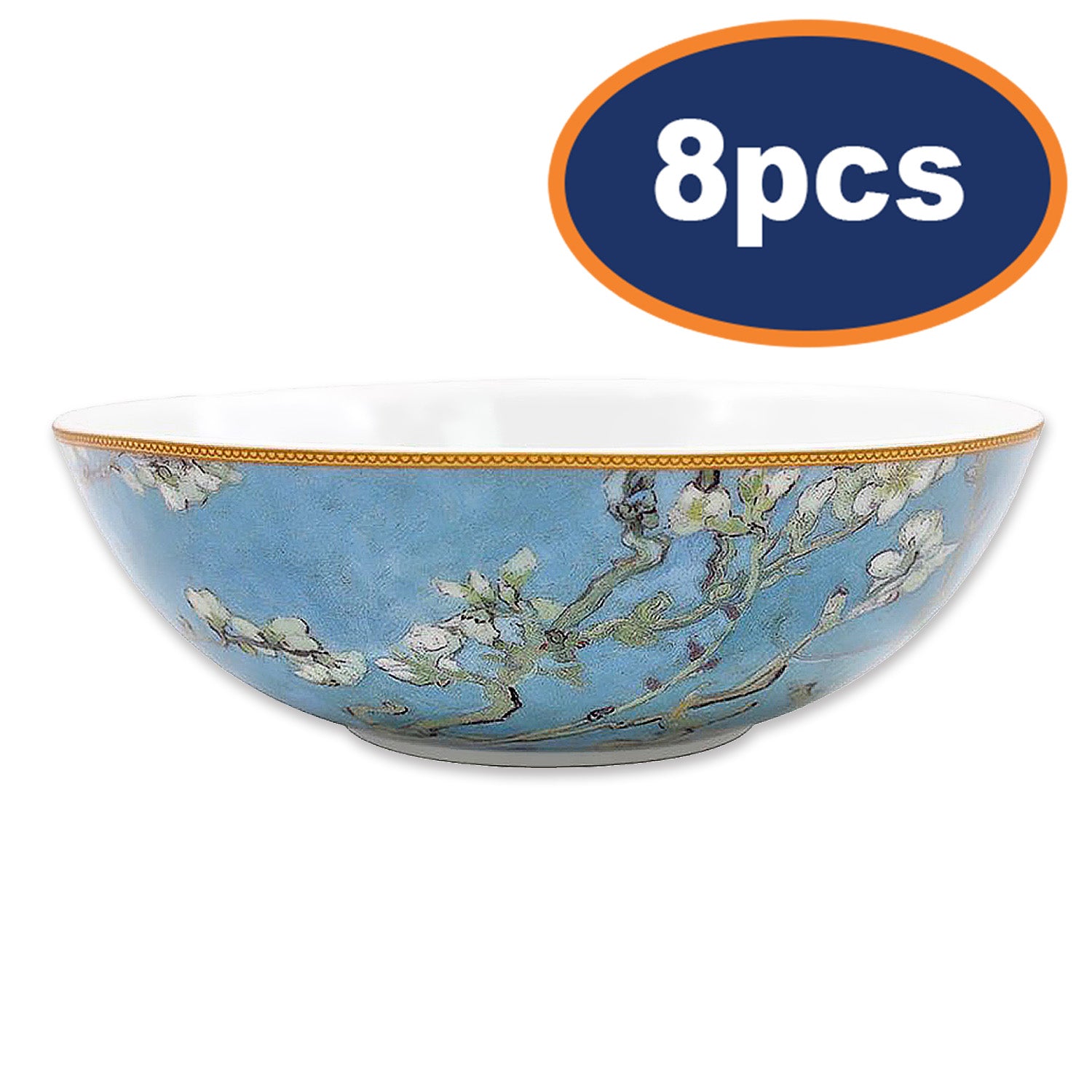 8Pcs Van Gogh Almond Blossom Porcelain Bowls