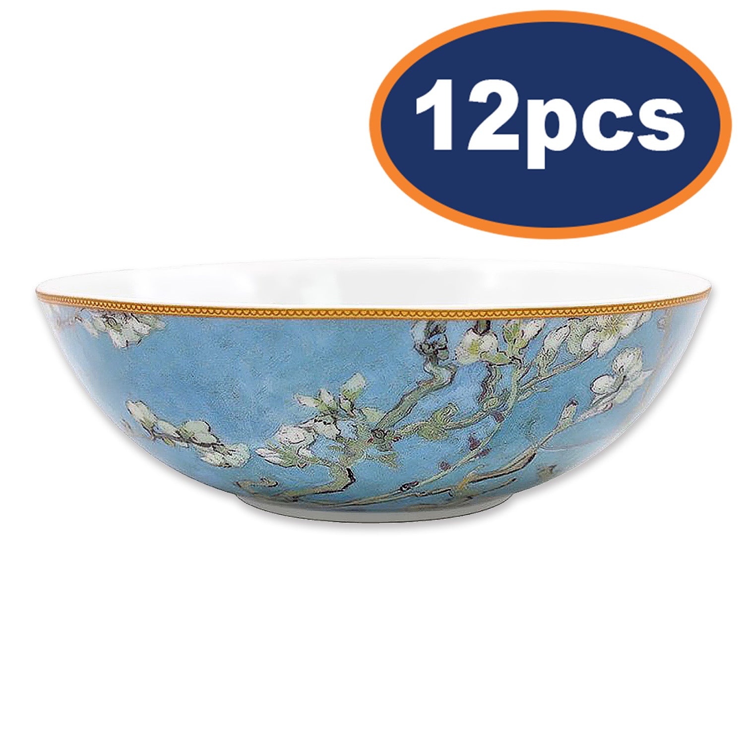 12Pcs Van Gogh Almond Blossom Porcelain Bowls