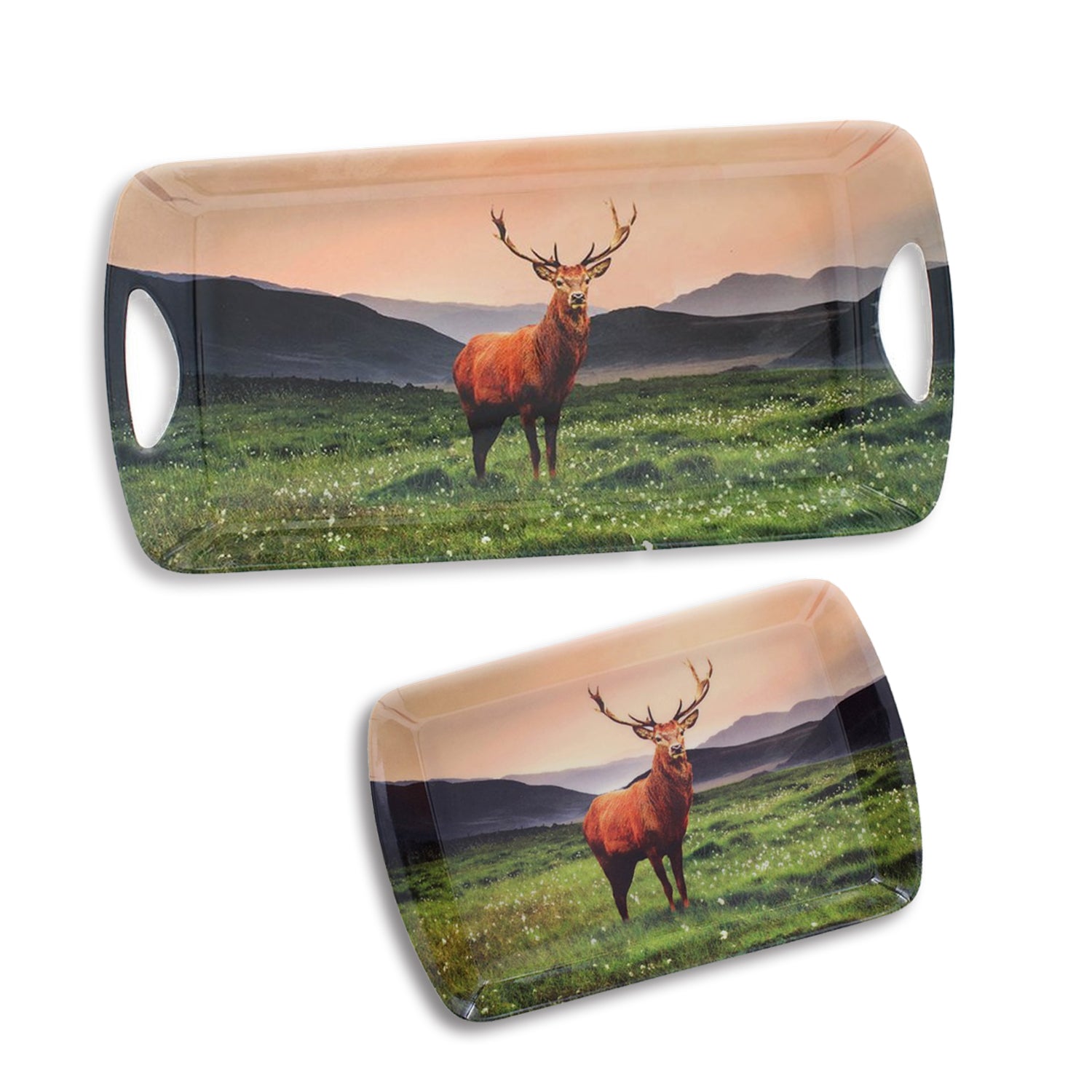 Highland Stag Small & Medium Melamine Serving Tray Set