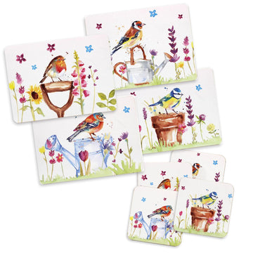 4pcs Coaster & 4pcs Placemats Garden Birds Design by Jennifer Rose