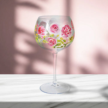 600ml Lynsey Johnstone Hand Painted Rose Garden Cocktail Gin Glass