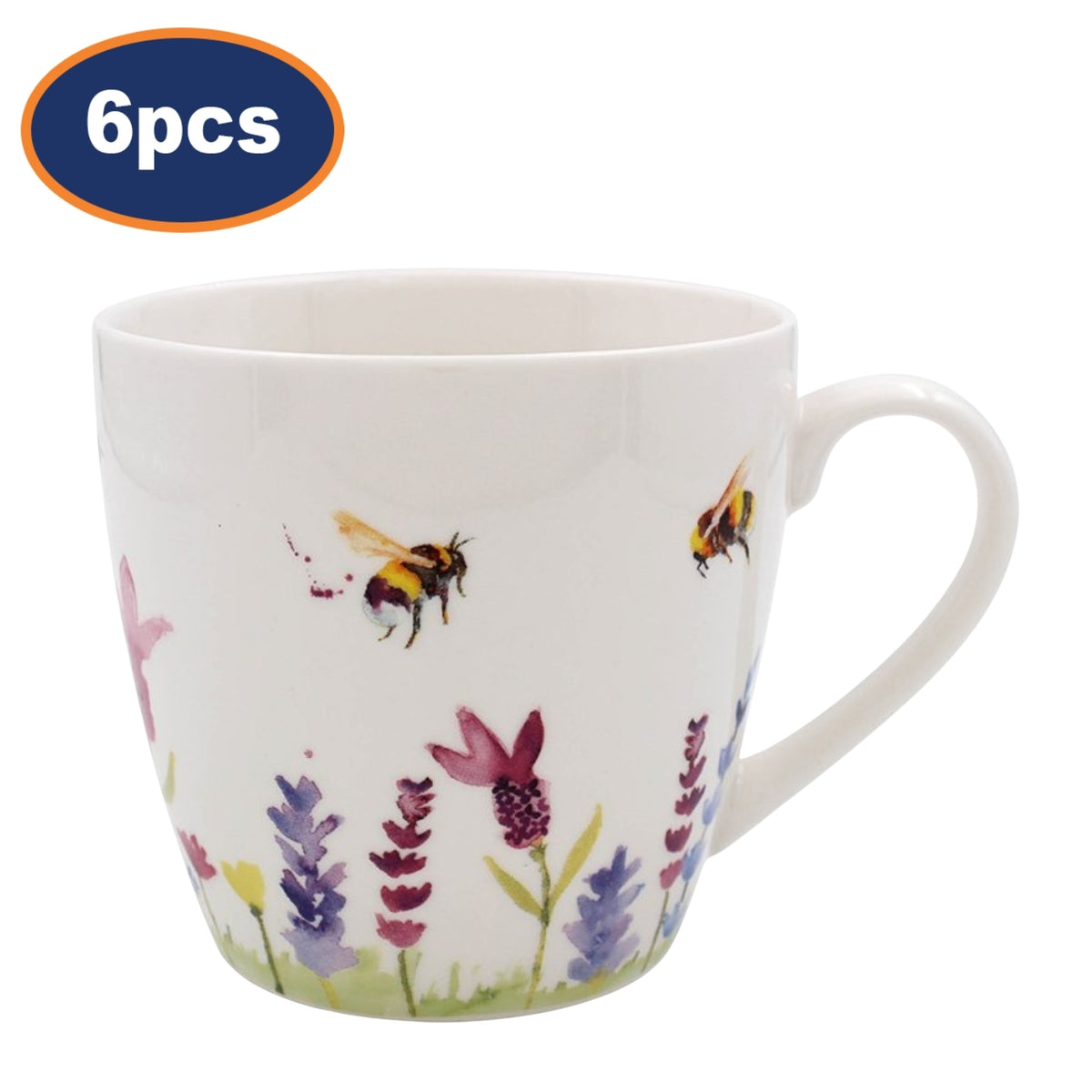 6pcs 450ml Lavender & Bees Ceramic Mug (design by Jennifer Rose)