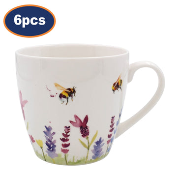 6pcs 450ml Lavender & Bees Ceramic Mug (design by Jennifer Rose)