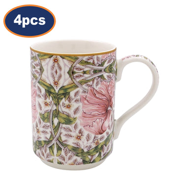 4pcs William Morris 300ml Pimpernel Floral Design Ceramic Mug