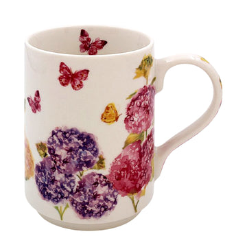 300ml Floral Pink Ceramic Butterfly Blossom Design Mug