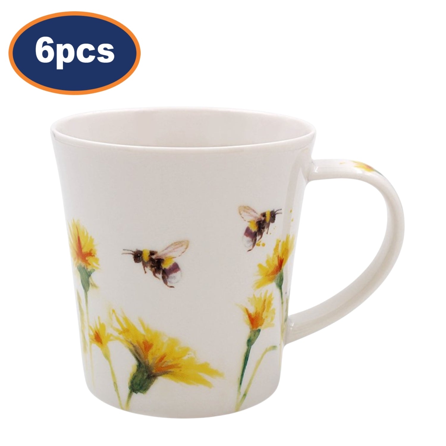 6pcs 275ml Feather & Fur Bees Ceramic Mug (design by Jennifer Rose)