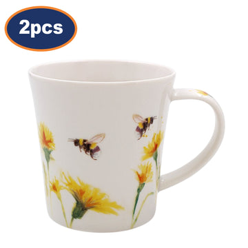 2pcs 275ml Feather & Fur Bees Ceramic Mug (design by Jennifer Rose)