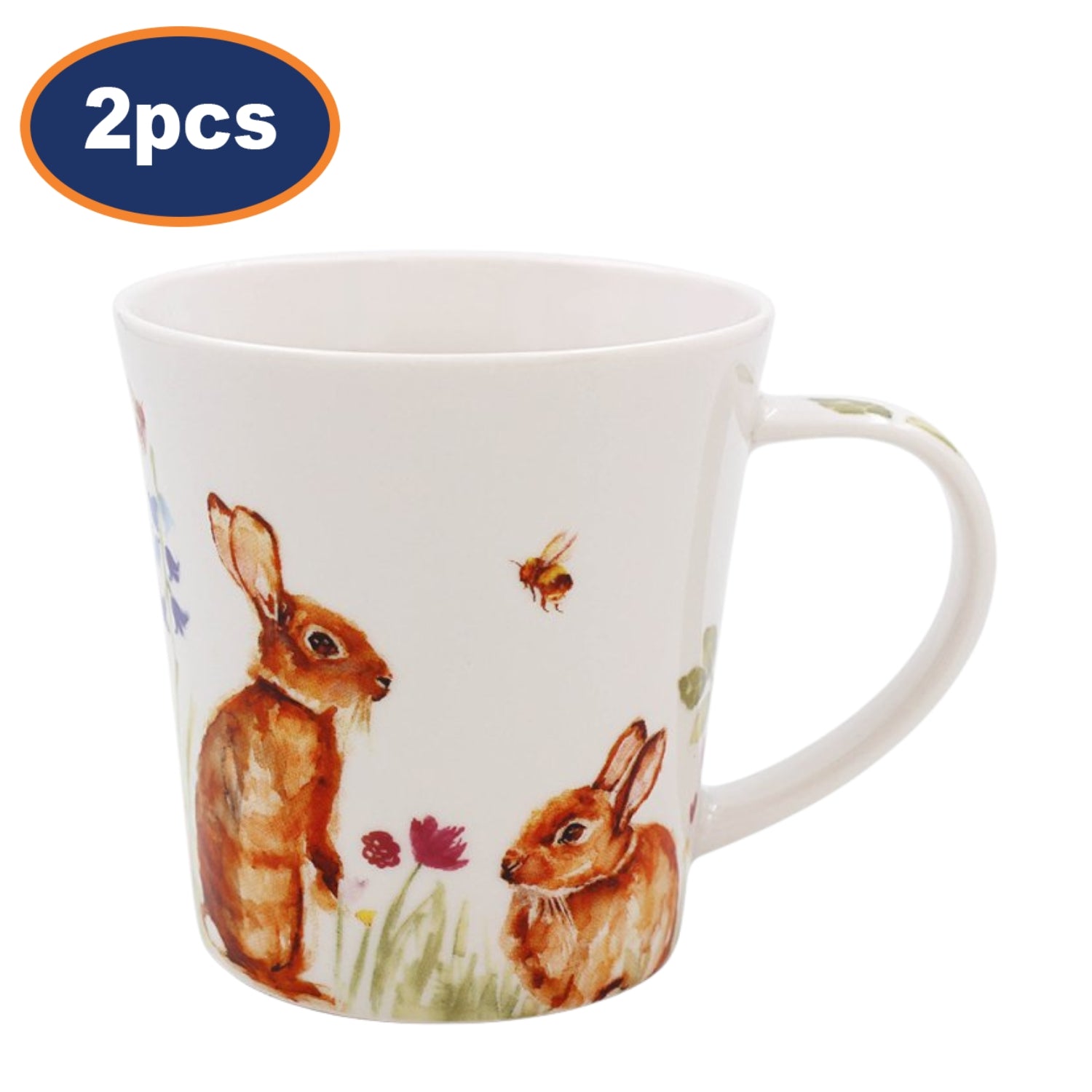 2pcs 275ml Feather & Fur Bunnies Ceramic Mug