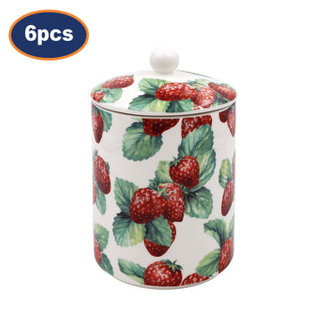 6Pcs 750ml Strawberry Field Fruit Summer Sugar Canister Container