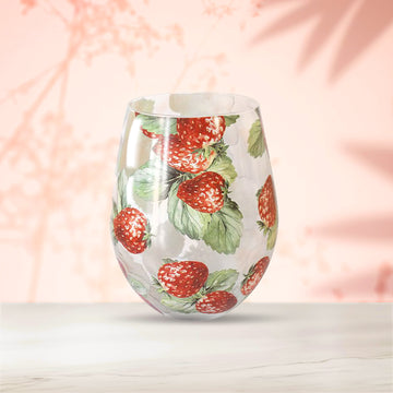 Lynsey Johnstone Hand Painted Strawberry Field Stemless Gin Glass