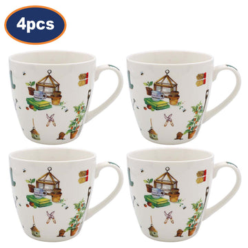 4Pcs Green Fingers 450ml Ceramic Mugs