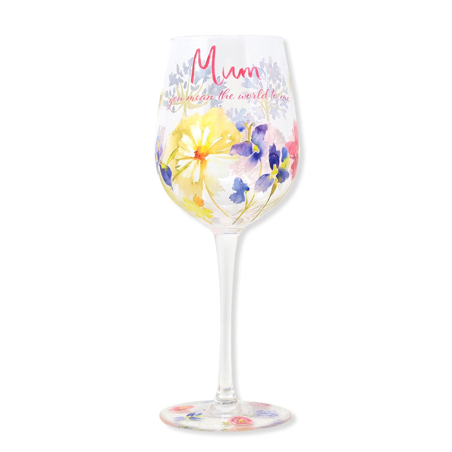400ml Painted Flowers Design Wine Glass