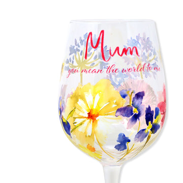 400ml Painted Flowers Design Wine Glass