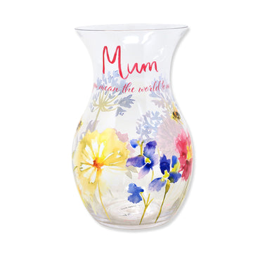 Painted Flowers Design Decorative Glass Vase