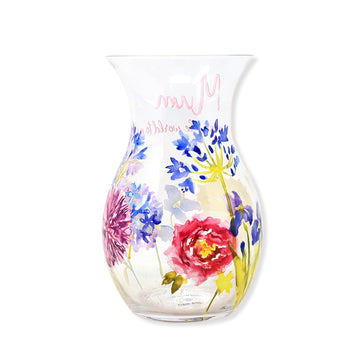 Painted Flowers Design Decorative Glass Vase