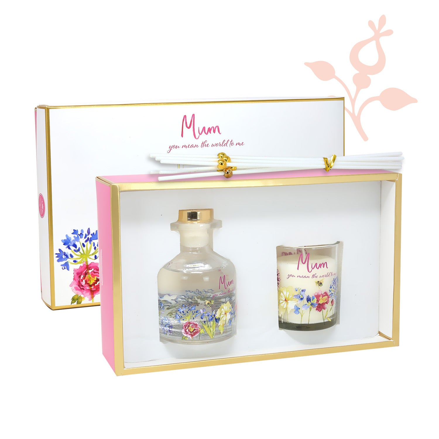 Mum Peony Blush Reed Diffuser & Candle Gift Set