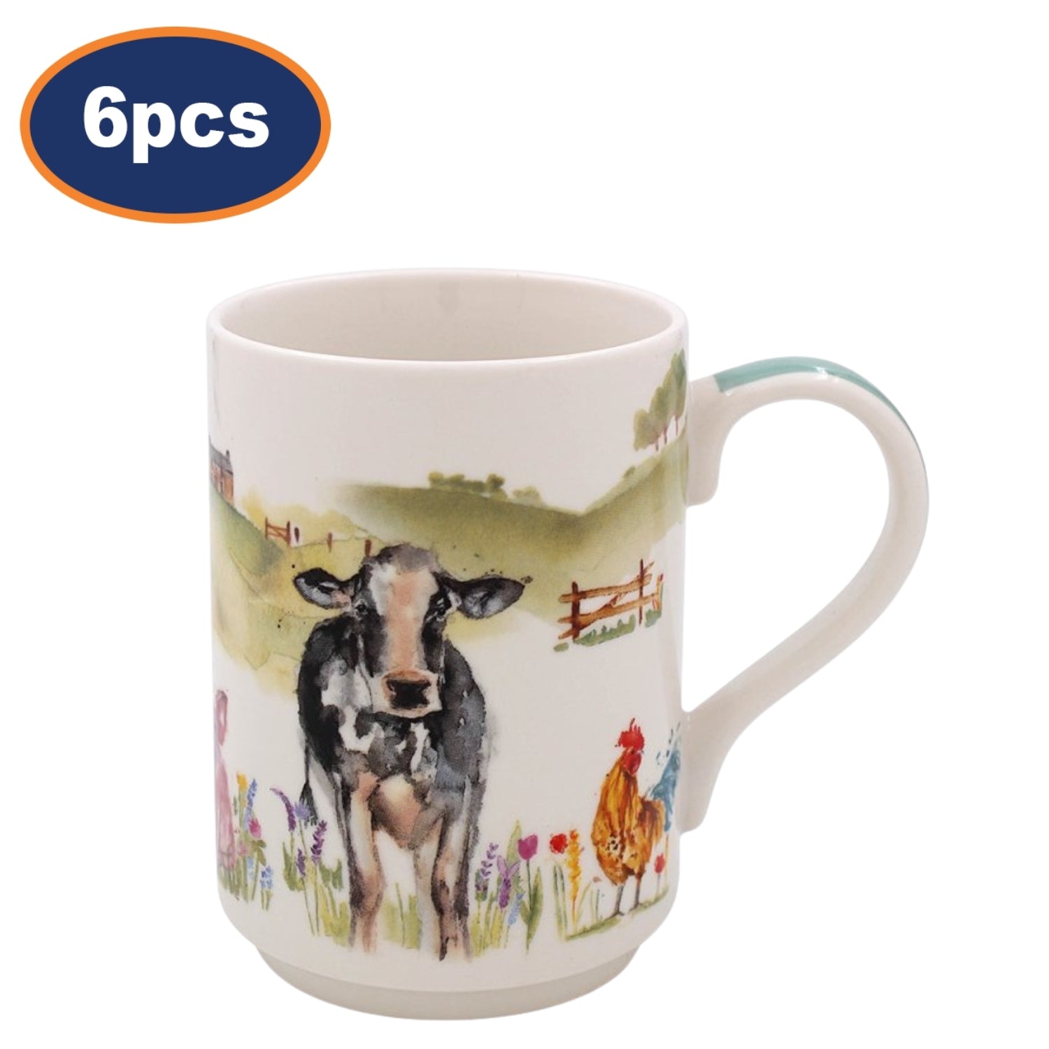 6pcs 300ml Farmyard Animals Vintage Ceramic Mug