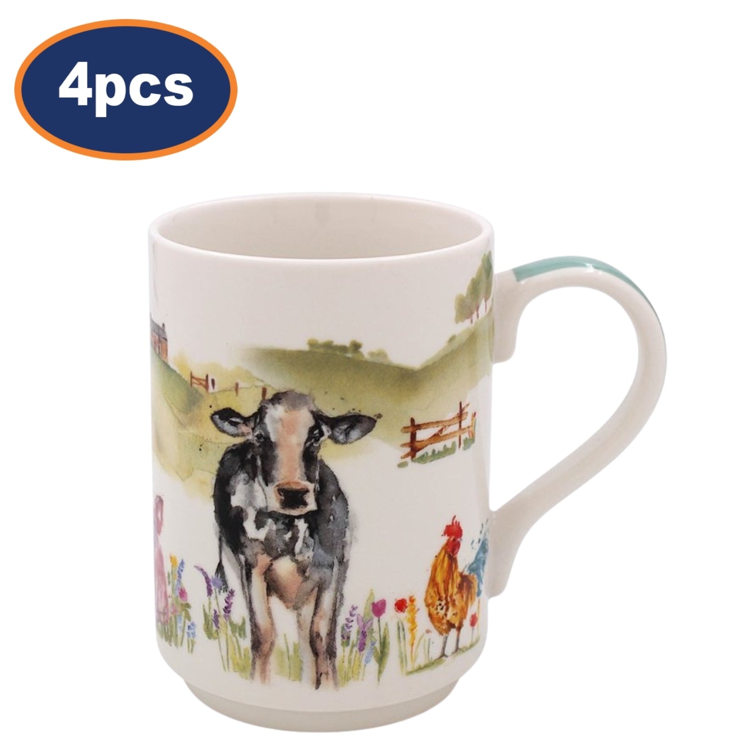 4pcs 300ml Farmyard Animals Vintage Ceramic Mug