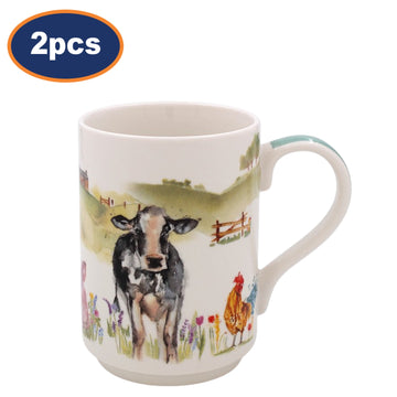 2pcs 300ml Farmyard Animals Vintage Ceramic Mug