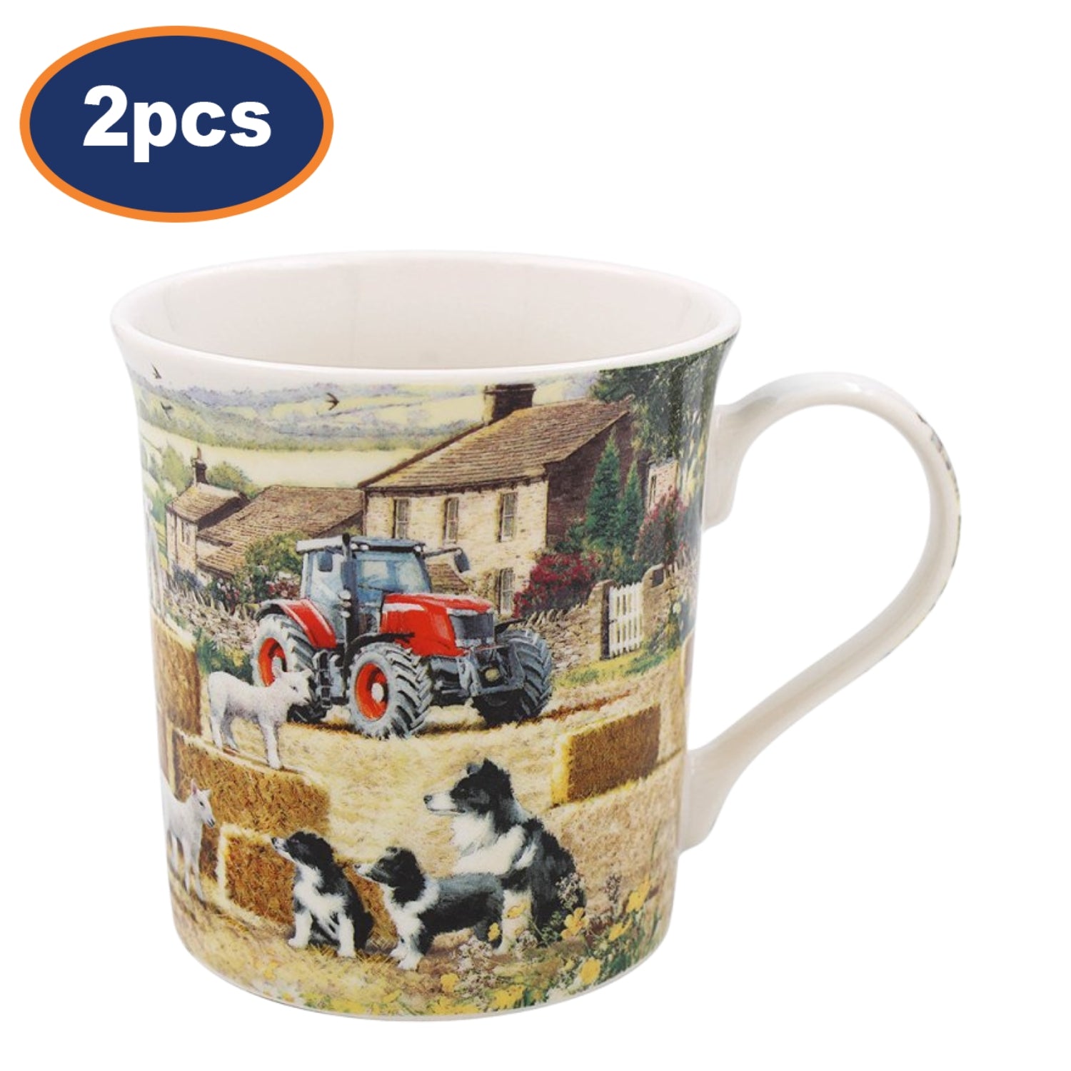 2pcs 350ml Collie & Sheep Fine China Ceramic Mug
