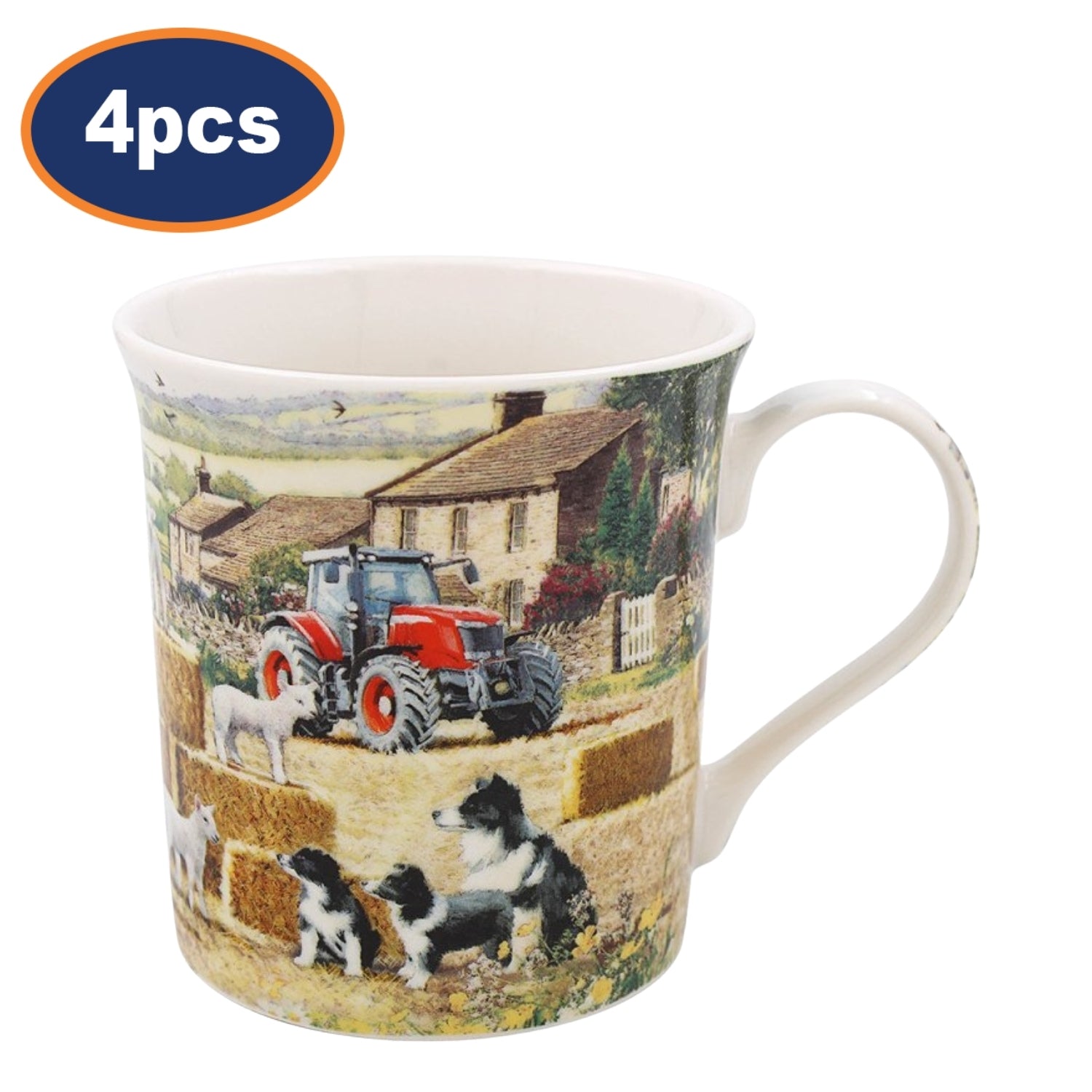 4pcs 350ml Collie & Sheep Fine China Ceramic Mug