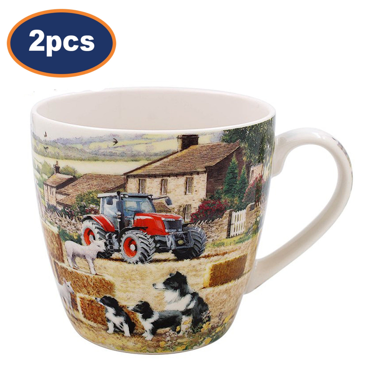 2pcs 450ml Collie & Sheep Fine China Ceramic Mug