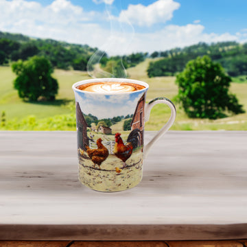 Fine China Cockerel & Hen Mug