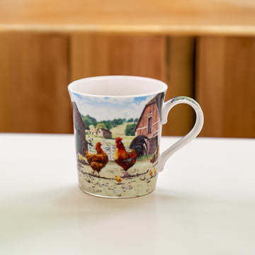 350ml Fine China Cockerel & Hen Mug