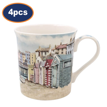 4pcs 350ml Sandy Bay Beach Ceramic Mug