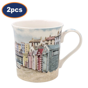 2pcs 350ml Sandy Bay Beach Ceramic Mug