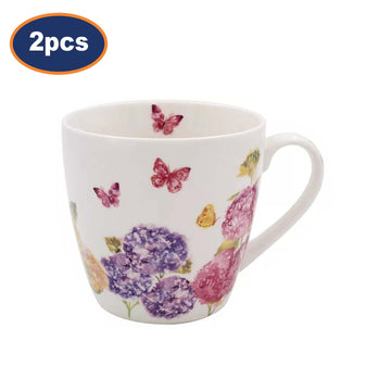 2pcs 450ml Butterfly Blossom Design Ceramic Breakfast Mug