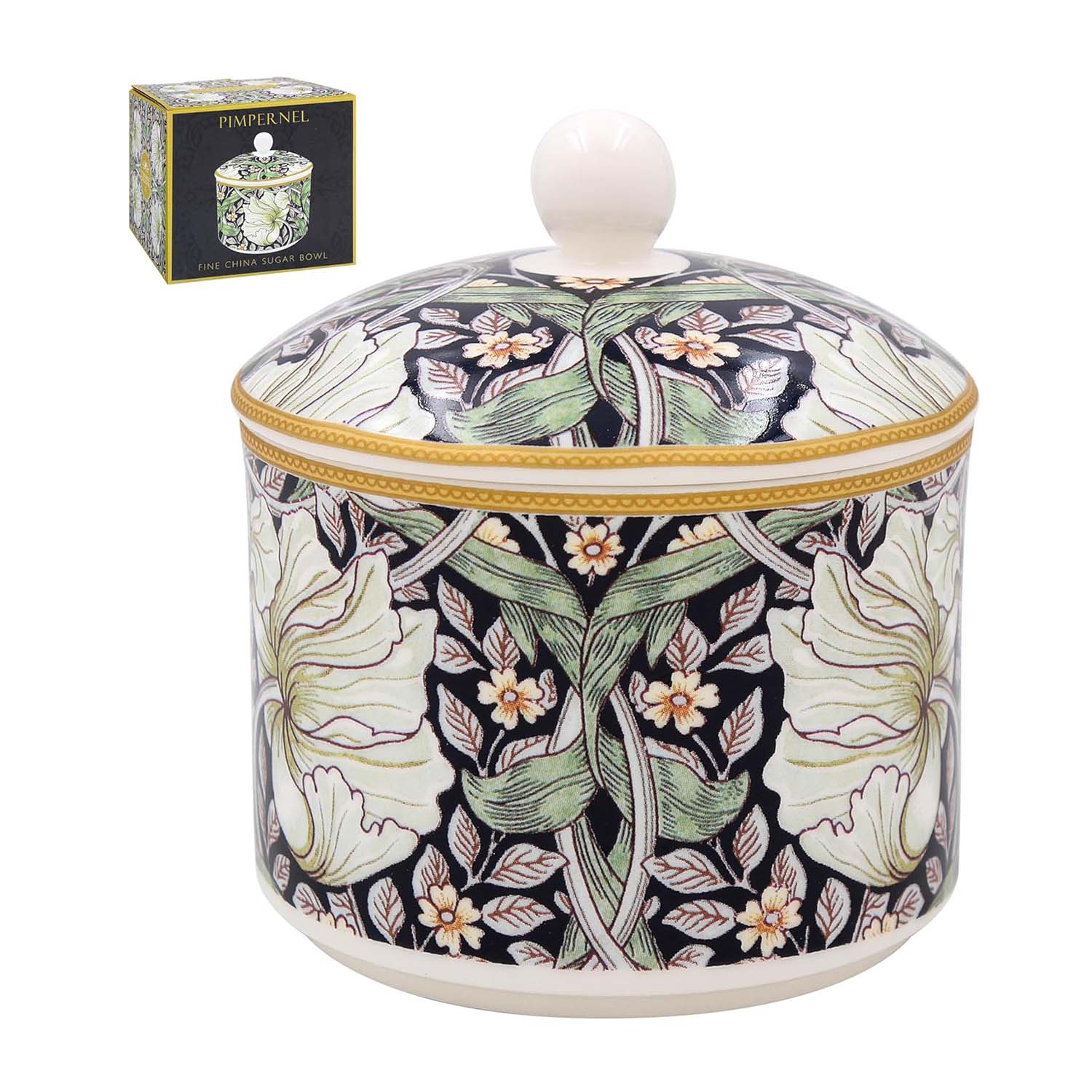 W. Morris Pimpernel 200ml Fine China Sugar Bowl with Lid