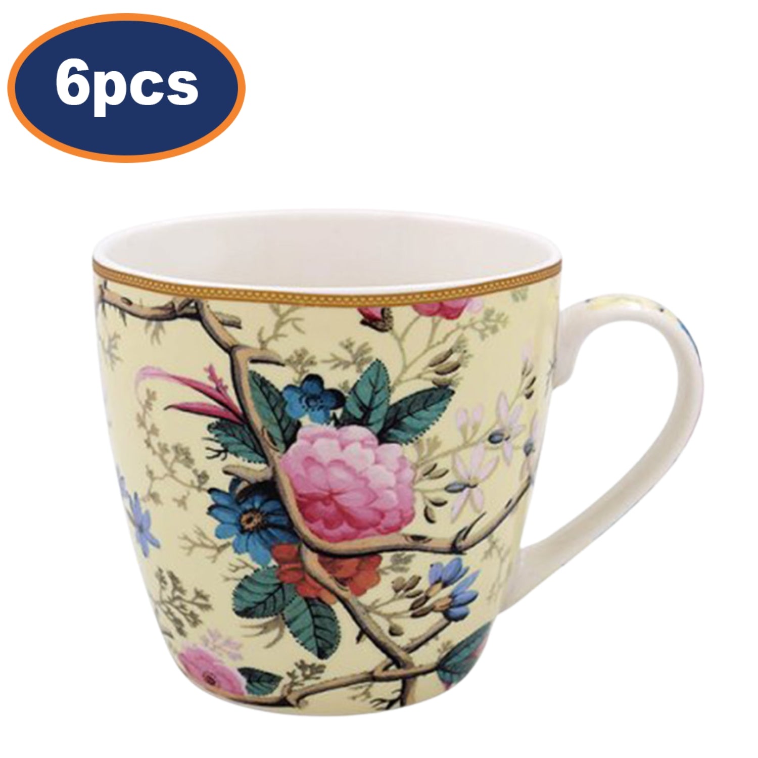 Breakfast Mug 400ml 6pcs Floral Morris Kilburn s Cream