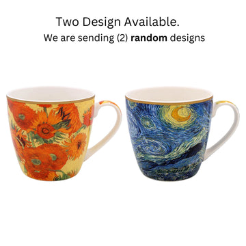 Breakfast Mug 2pcs Van Gogh Starry Night Floral Blue