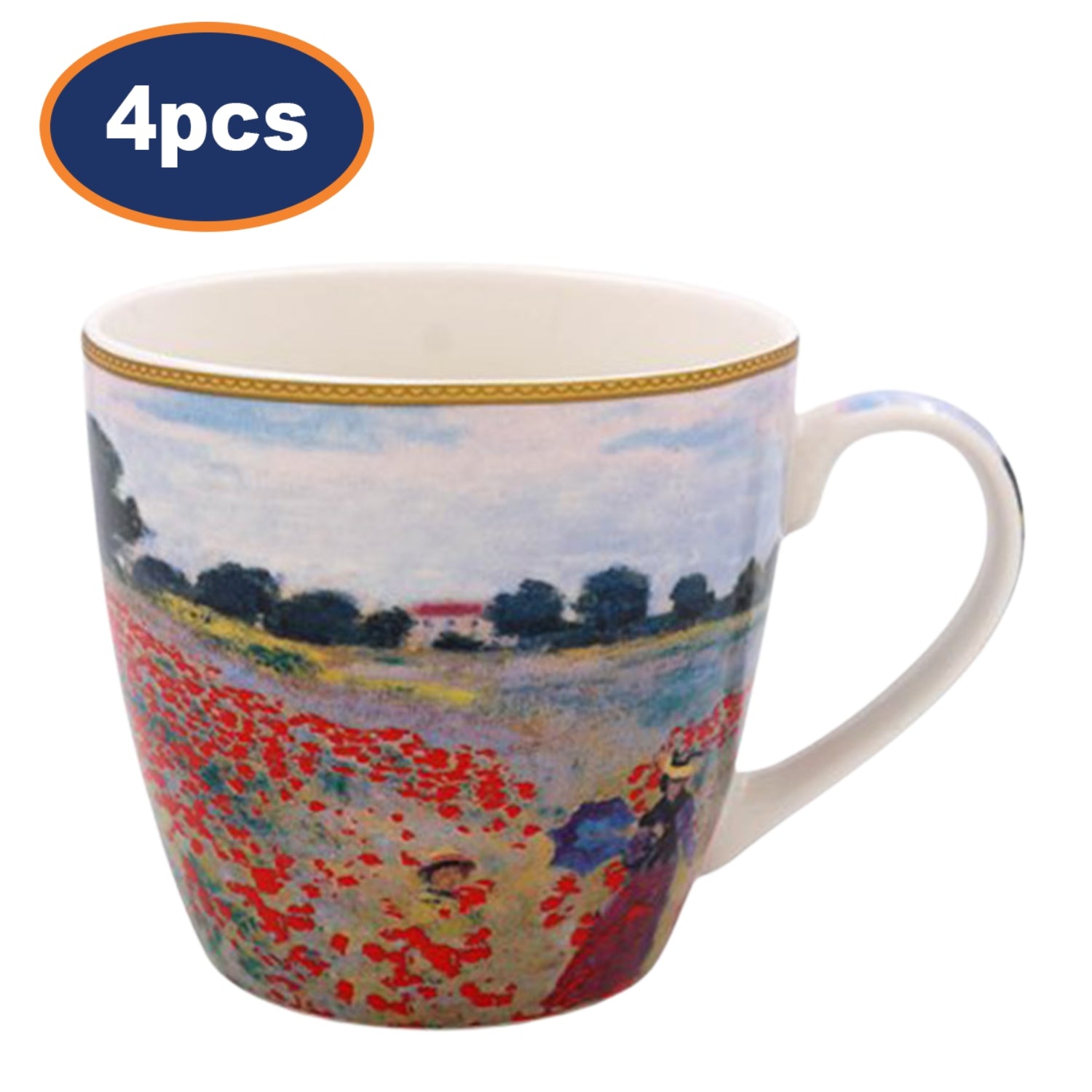 Breakfast Mug 4pcs Big Floral Claude Monet