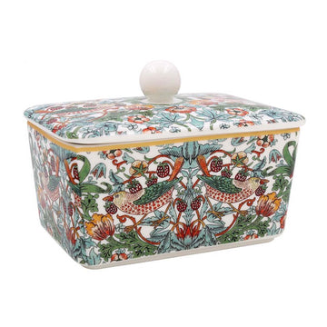 William Morris Strawberry Thief Fine China Butter Dish with Lid