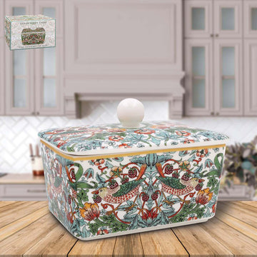William Morris Strawberry Thief Fine China Butter Dish with Lid