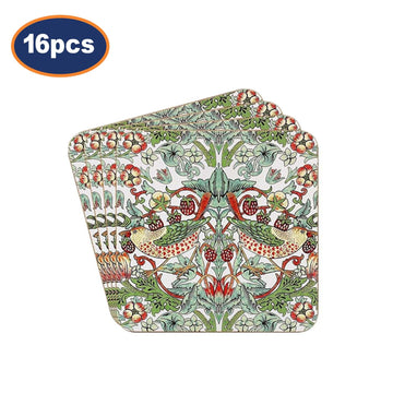 16Pcs William Morris Strawberry Thief Coasters Set