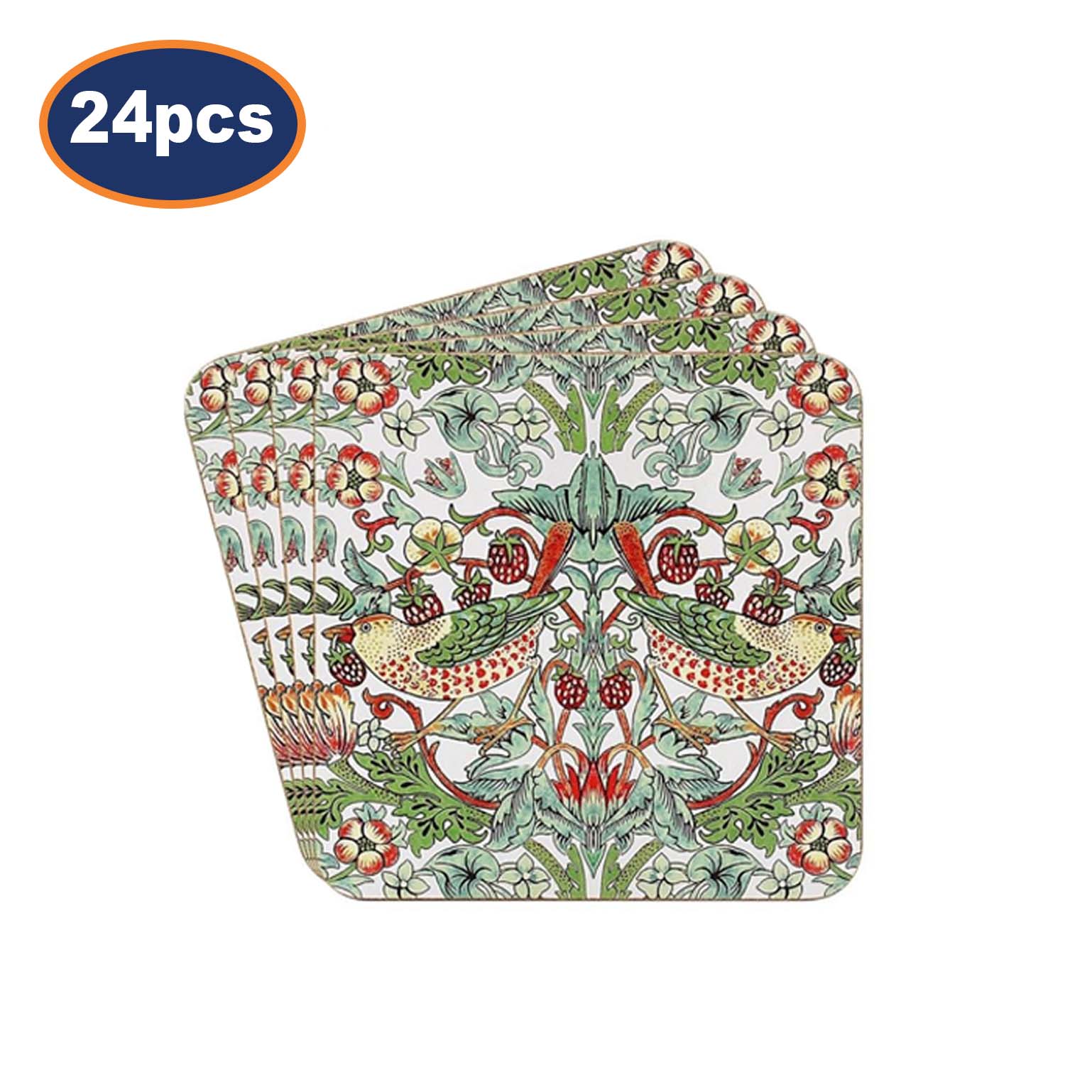 24Pcs William Morris Strawberry Thief Coasters Set