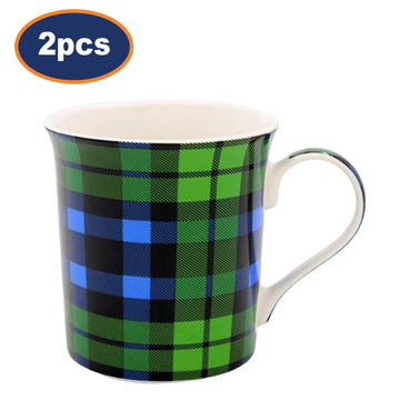 Ceramic Mug 350ml Tartan Print 2pcs Plaid Design