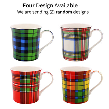 Ceramic Mug 350ml Tartan Print 2pcs Plaid Design