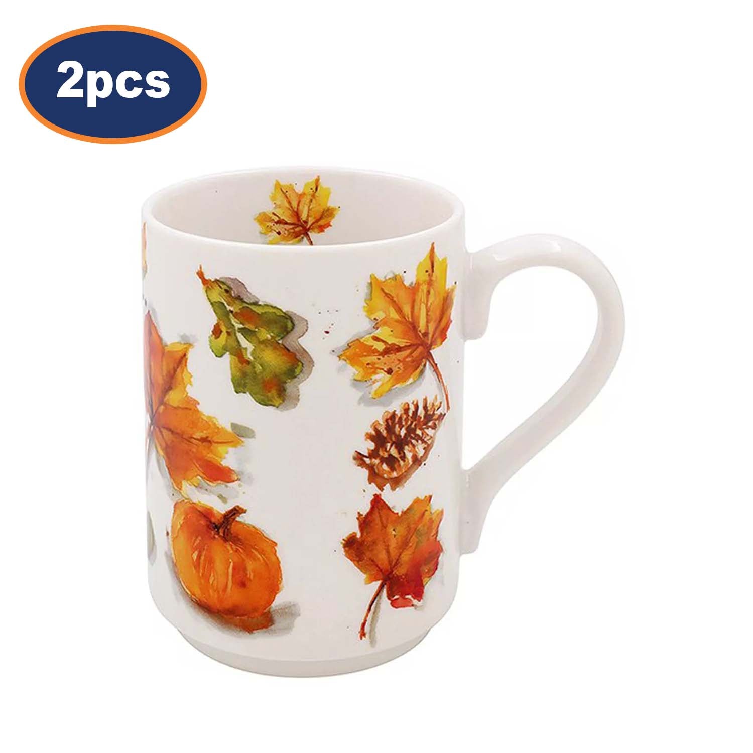 2pcs 300ml Autumn Fall Nature Theme Ceramic Coffee Mug