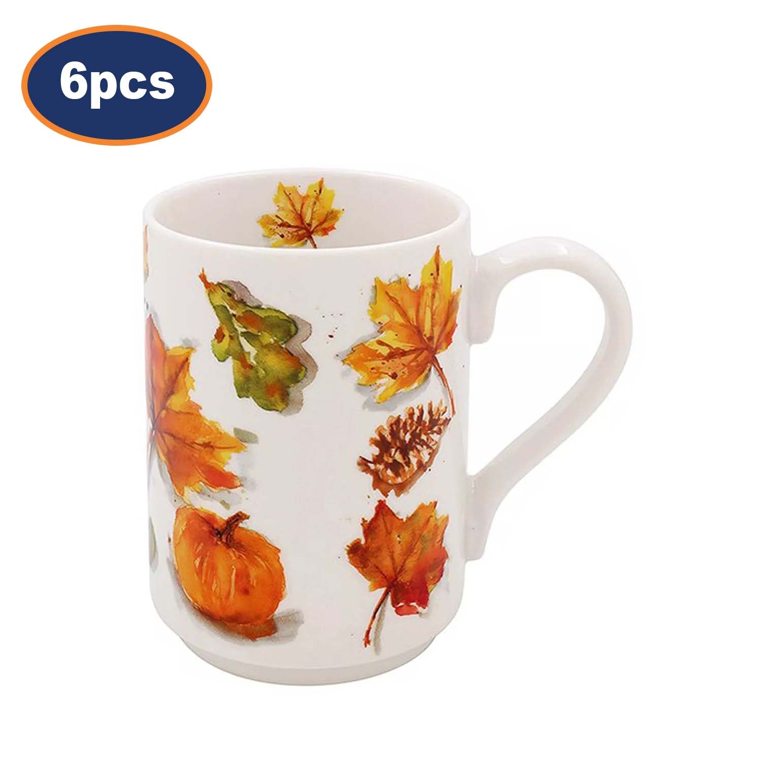 6pcs 300ml Autumn Fall Nature Theme Ceramic Coffee Mug