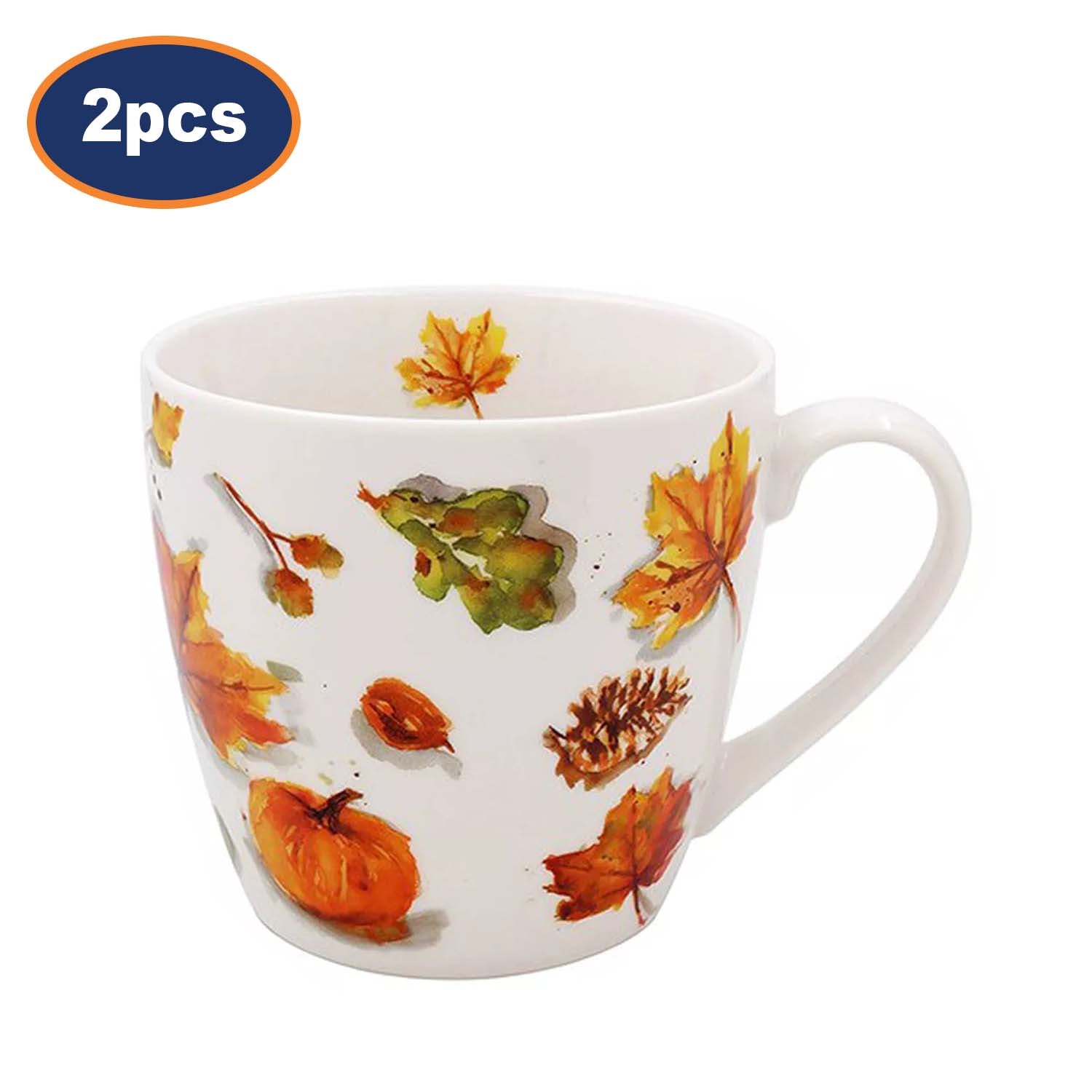 2pcs 450ml  Breakfast Mug Autumn Fall Nature Theme Ceramic