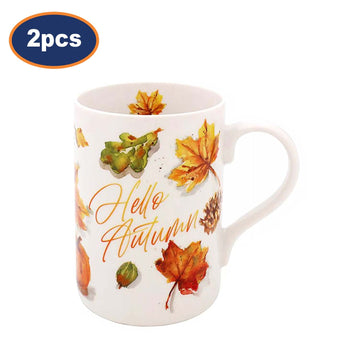 2pcs 300ml Hello Autumn Nature Theme Ceramic Coffee Mug