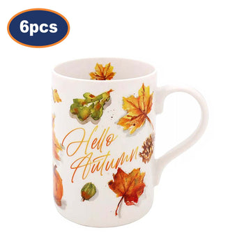 6pcs 300ml Hello Autumn Nature Theme Ceramic Coffee Mug