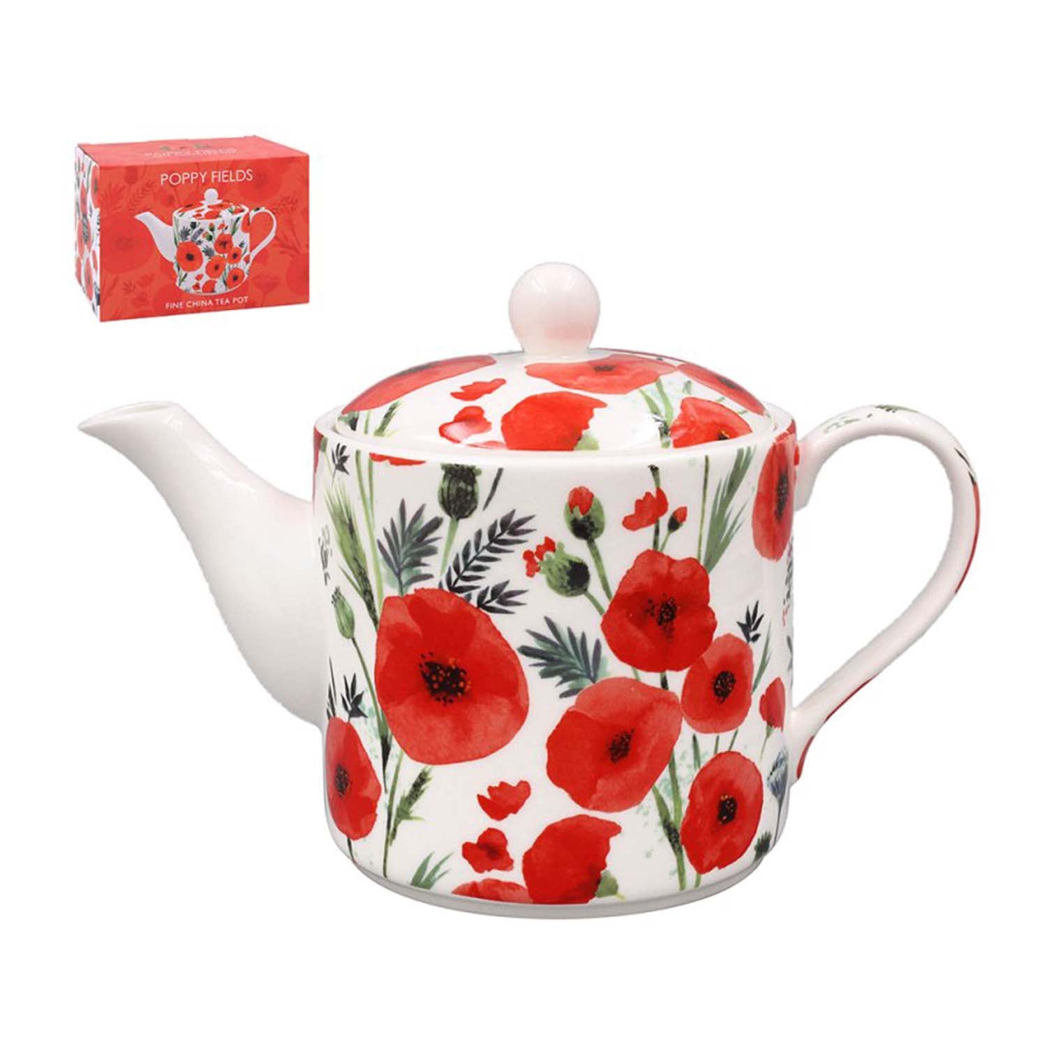 Fine China Poppy Fields 650ml Tea Pot