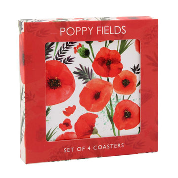 Set of 4 Poppy Fields Square Coasters