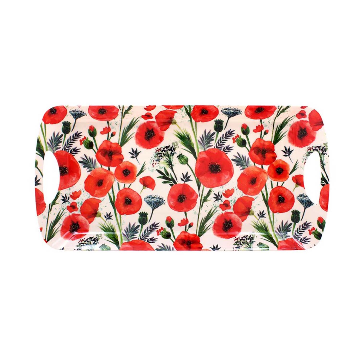 Poppy Fields Medium Plastic Serving Tray w/ Handles