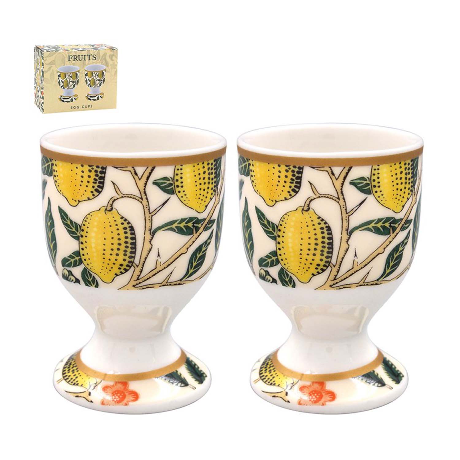 2Pcs William Morris Fruits Fine China Egg Cups
